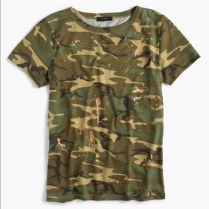J Crew Camo Splatter T Shirt Short Sleeve Crew